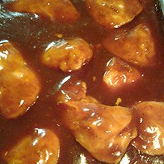 Barbecue chicken Pepsi sweet baby rays A picture of Barbecue chicken Pepsi sweet baby rays.