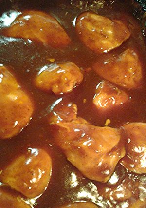 A picture of Barbecue chicken Pepsi sweet baby rays.