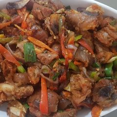 A picture of Asun (peppered goat meat).