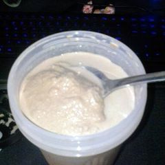 A picture of Peanut butter chocolate protein shake.