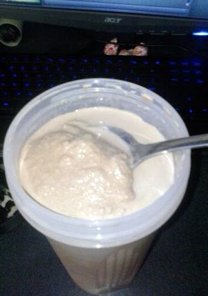 A picture of Peanut butter chocolate protein shake.