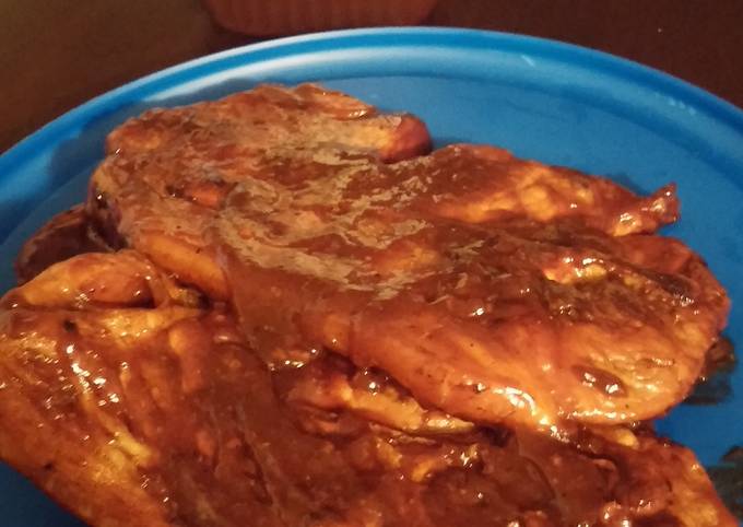 Easiest Way to Prepare Any-night-of-the-week Saucy BBQ Skillet Pork Steaks