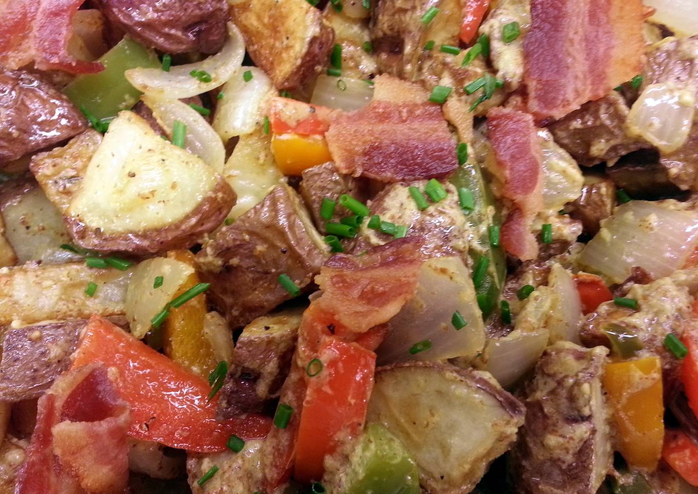 Horseradish Roasted Potatoes & Bacon Fried Veggies