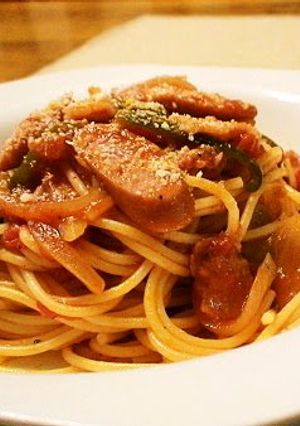 A picture of Tomato-Filled Napolitan Spaghetti for Lunch.