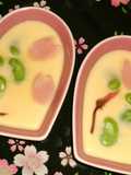 Simple Chawan-mushi (Steamed Egg Custard) with Cherry Blossoms & Fava Beans
