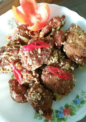 Foto resep Ayam goreng tepung crispy saos telur asin (kesukaan suami) ala cici ap