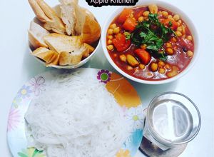 Hình của món Ragu đậu gà chay.