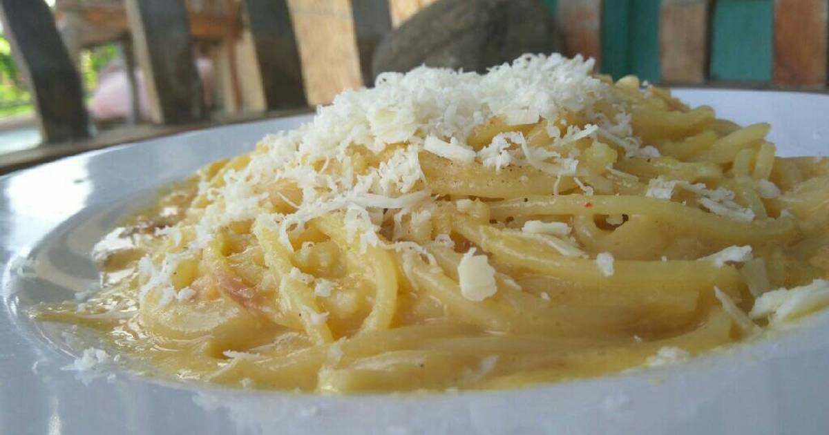 Resep Spagetti carbonara (tanpa susu) oleh Raveltraldo Marcellino Cookpad