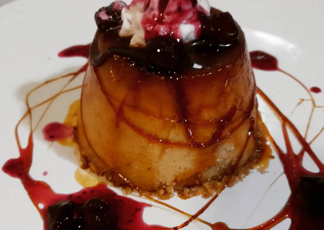 Flan de manzana y galletas de avena