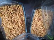 A picture of macaroni with ketchup
