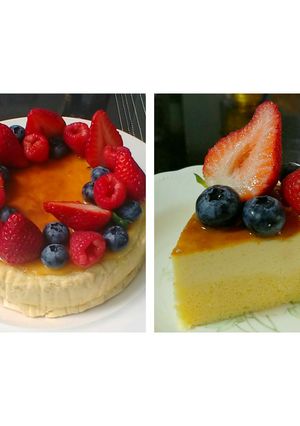 A picture of Yuzu Berries Souffle Cheesecake.