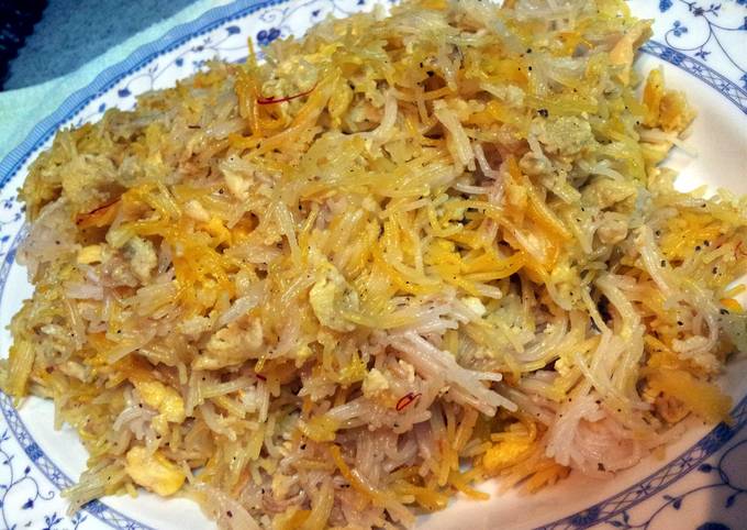Recipe of Quick Balaleet my version(traditional Arabic Vermicelli
dish)by Pam...