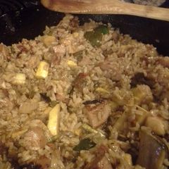 Grilled pork and vegetables fried rice A picture of Grilled pork and vegetables fried rice.