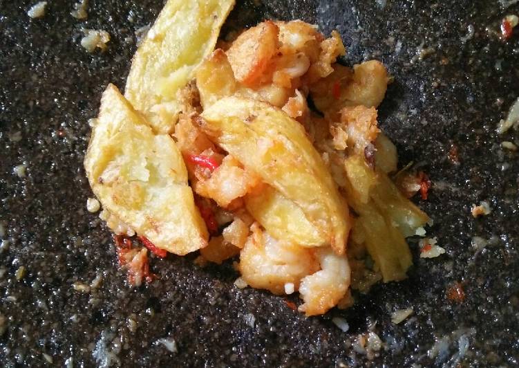 Resep Geprek udang kentang, Enak