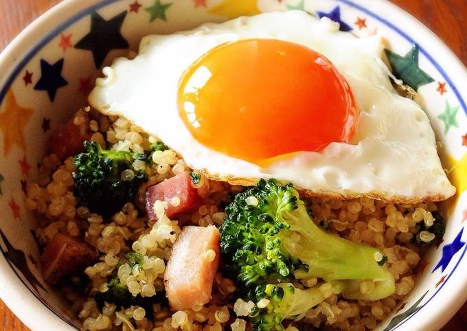 Quinoa in a Bowl with Soft-Set Fried Eggs