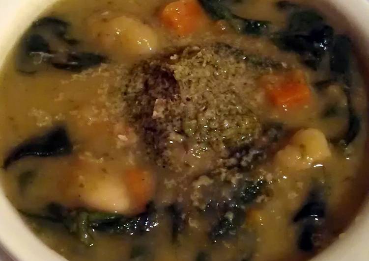 Recipes for Vickys Pesto, Spinach &amp; Bean Soup, GF DF EF SF NF