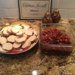 A picture of Tomato, Basil And Balsamic Glaze Bruschetta.