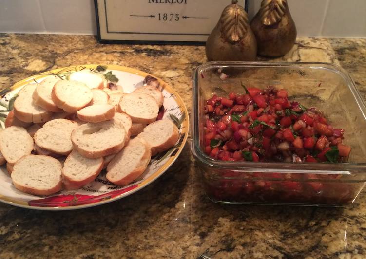 Steps to Make Any-night-of-the-week Tomato, Basil And Balsamic Glaze Bruschetta