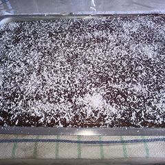 A picture of Nutella cake with Coconut.