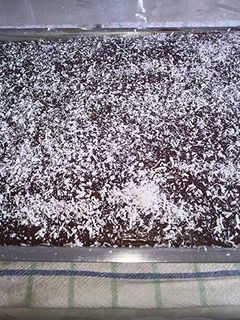 A picture of Nutella cake with Coconut.