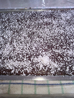 A picture of Nutella cake with Coconut.