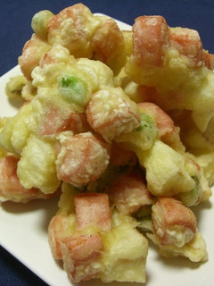 A picture of Chunky Fish Sausage and Vegetable Kakiage Fritters.