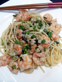A picture of Simple,Easy pasta and shrimp by Pam....