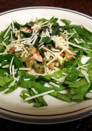 A picture of Feta, Smoked Salmon, Sun Dried Tomato and Cucumber Salad.