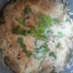 A picture of Oyagodhong or chicken steamed eeg.