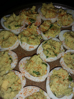 A picture of Deviled Avocado eggs.