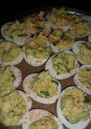 A picture of Deviled Avocado eggs.