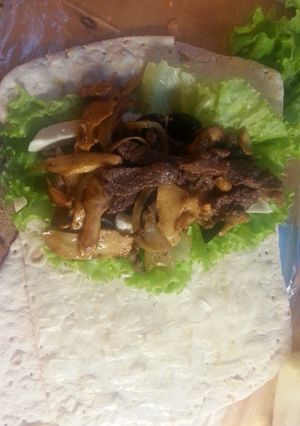 A picture of Breakfast pepper steak wrapped.