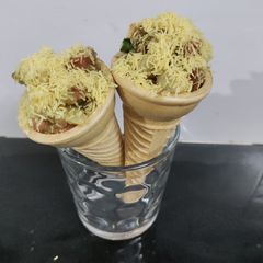 A picture of Cone chatpata potato chat.