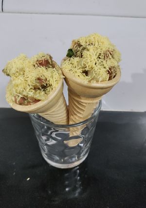 A picture of Cone chatpata potato chat.