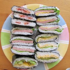 A picture of Easier Than Onigiri! Rice Sandwiches With Different Fillings.