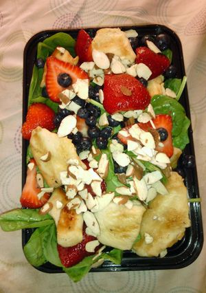 A picture of Better than "that red haired girl" Chicken Berry Almond Salad.