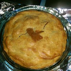 A picture of Deep Dish Double Crust Caramel Apple Pie.