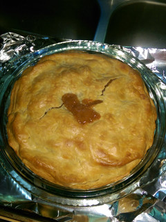A picture of Deep Dish Double Crust Caramel Apple Pie.