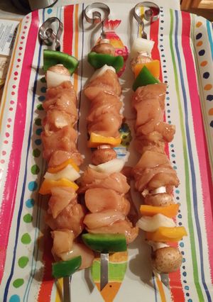 A picture of Chicken kabobs.