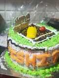 Cricket pitch cake with fruit flavour