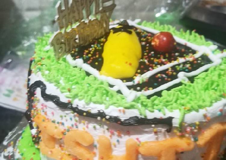 Cricket pitch cake with fruit flavour