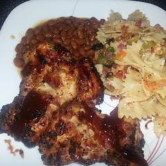 A picture of BBQ..Boneless skinless chicken thighs.