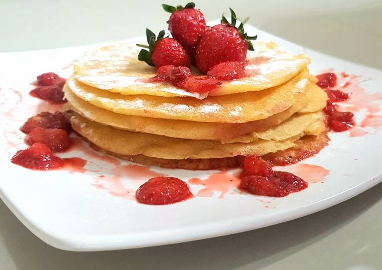 Resep Fluffy pancake strawberry Anti Gagal