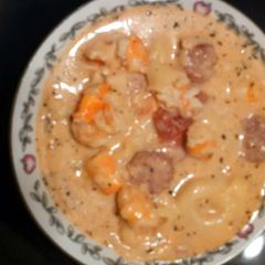 A picture of Sausage, Shrimp and Tortellini.