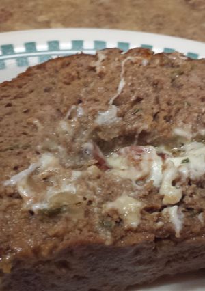 A picture of Bacon and Cheese stuffed Meatloaf.