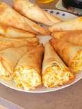 اقماع التورتيلا بحشوة الدجاج والجبن 🧀