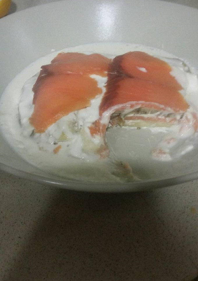 Una foto de Lasaña de berenjena y salmón light