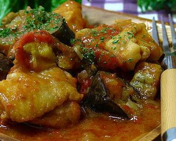 The New Way Make Recipe Eggplant and Chicken Braised in Tomato Sauce Most Delicious