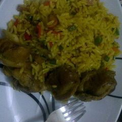 Fried rice and gizzard A picture of Fried rice and gizzard.