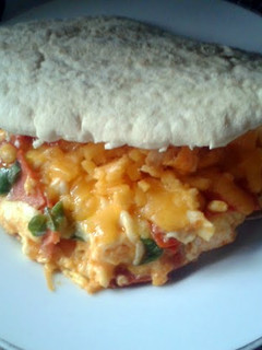 A picture of Pizza-Style Eggs in Pitta Bread.